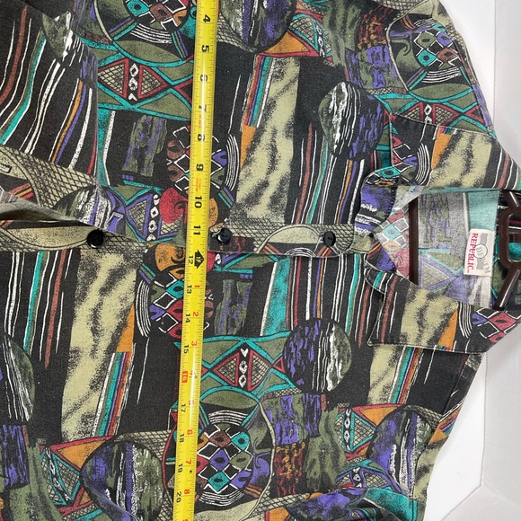 Denim Republic Vintage Men's Short Sleeve Button Down Shirt Geometric Si… - Picture 7 of 13